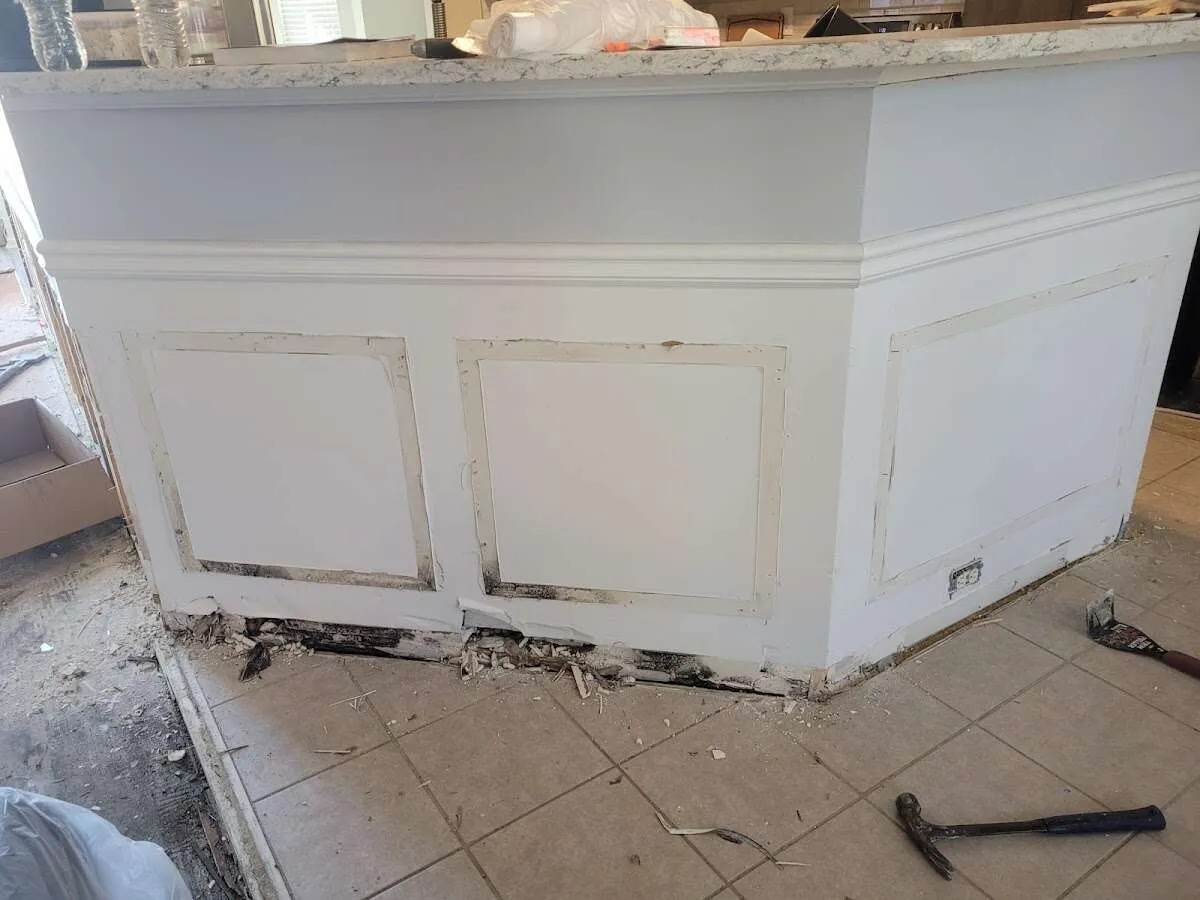 Water damage and mold on kitchen during Storm Damage Restoration in Winchendon